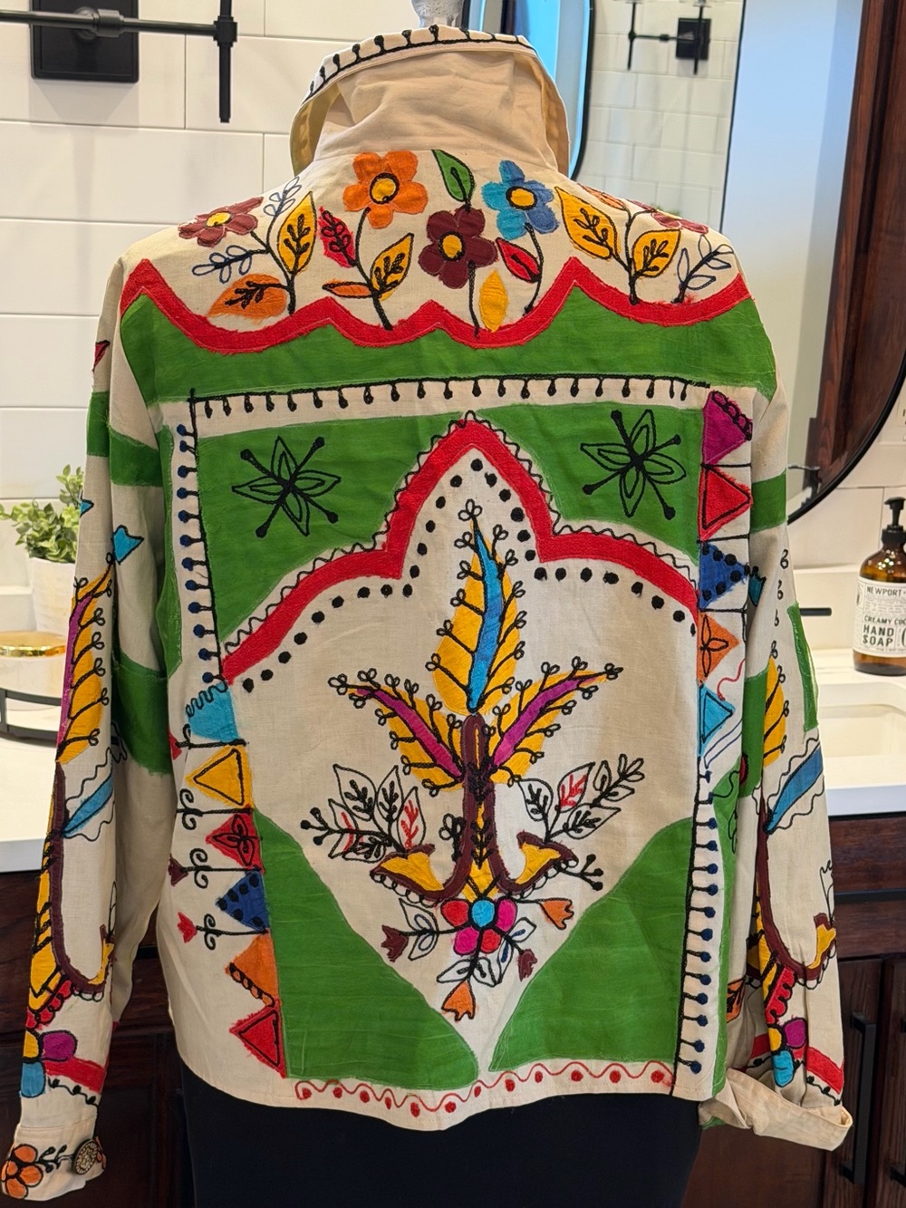 Rare Vintage Sandy Starkman Hand Painted Embroider Boho Art Jacket Statement XL - Picture 3 of 15